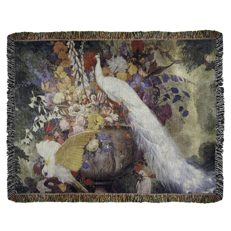 Jessie Arms Botke Hand Woven Throw Blanket, White