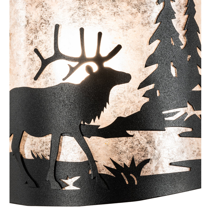 Rustic Lodge 1 - Light Flush Mounted Sconce, Textured Black, Textured Black/Silver Mica