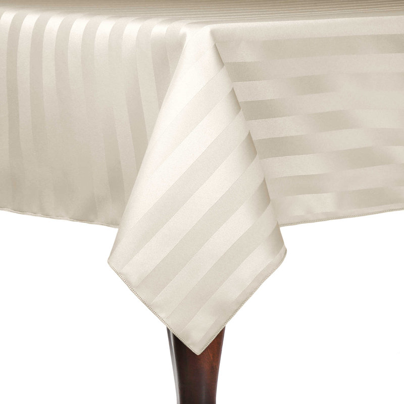 Ultimate Textile Satin Stripe Rectangular Tablecloth, 10, Ivory, 120" x 54"
