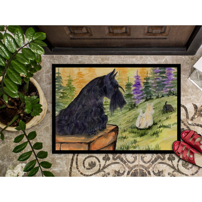 Tapis de porte intérieur anti-dérapant écossais terrier