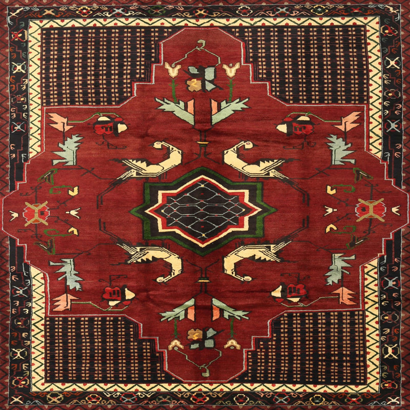 Tapis rouge à motif sud-ouest, Rond 7 pi
