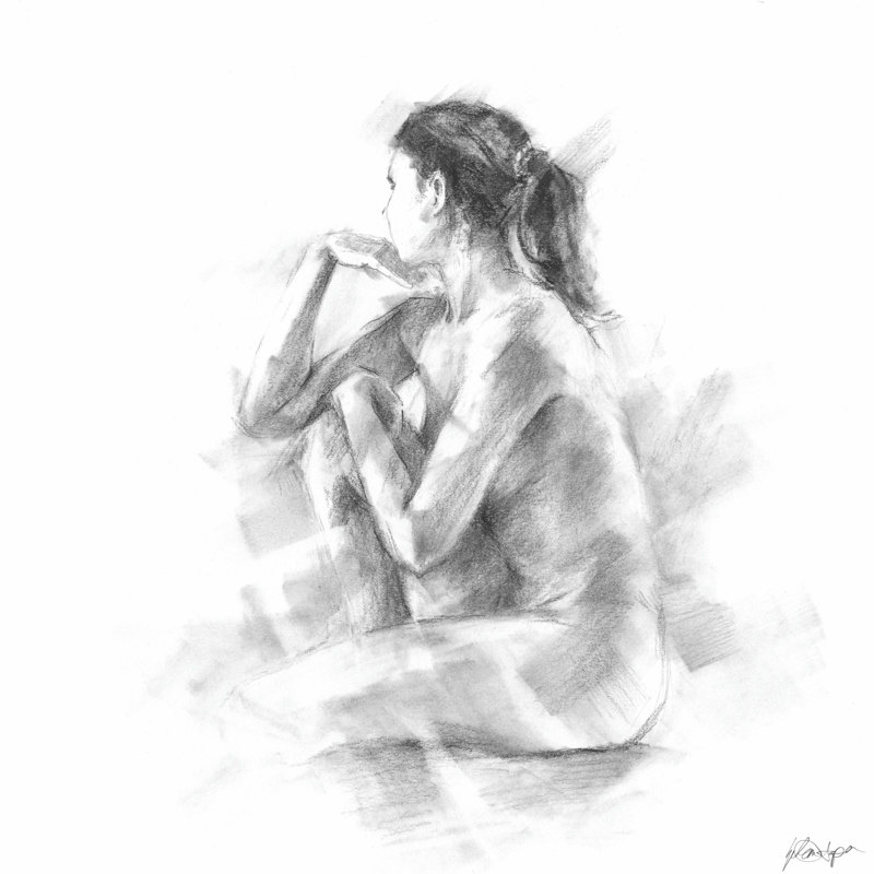 Étude de figure assise II, H 20 po x l 20 po x P 1,25 po