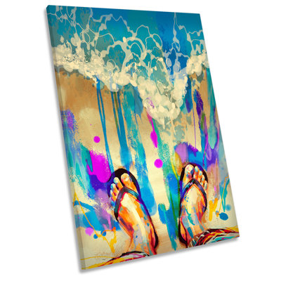 X7804 Beach Flip Flops Surf - Wrapped Canvas Painting