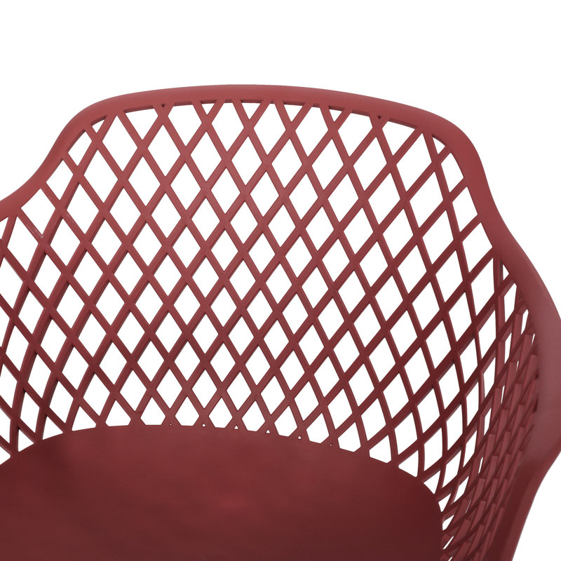 Chaise coquelicot pour l'extérieur: polypropylène rouge, l 23,2 po x l 21 po, H 32 po, chaise de style minimaliste: résistante aux intempéries, stable,