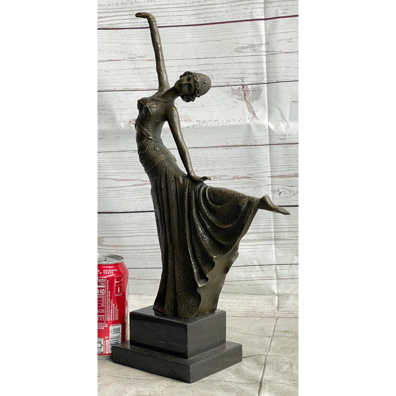 Sculpture Chiparus Arabesque, sculpture en bronze, statue sur base en marbre, décor Art déco