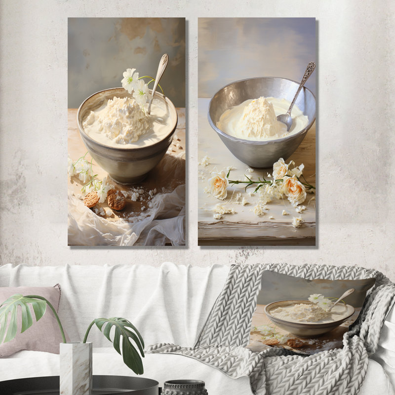 Porridge Portrait - Ensemble de 2 petits déjeuners muraux, H 40 po x l 41 po, Toile tendue