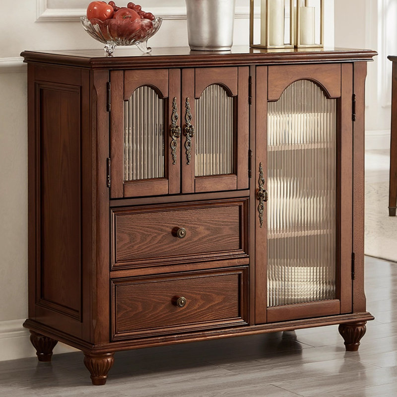 Buffet en bois de noyer massif, H 37,4 po x l 39,37 po x P 17,72 po