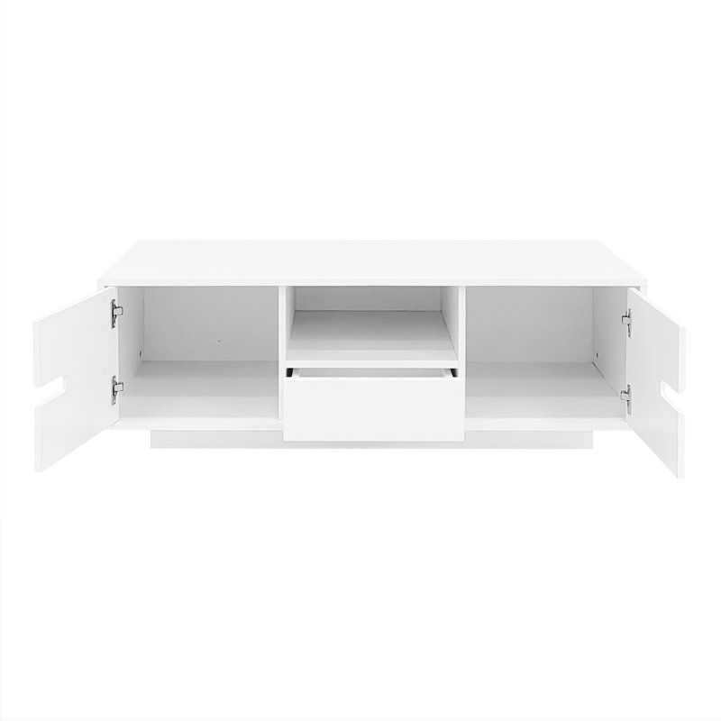 Table basse rectangulaire, table d'appoint avec espace de rangement, table centrale avec 16 lumières DEL de couleur pour le salon