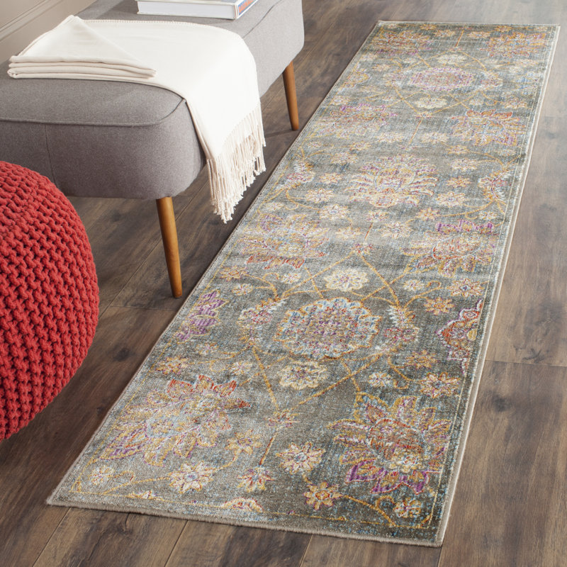 Tapis en viscose Beausejour en ikat brun / gris, Tapis de couloir 2 pi 1 po x 8 pi