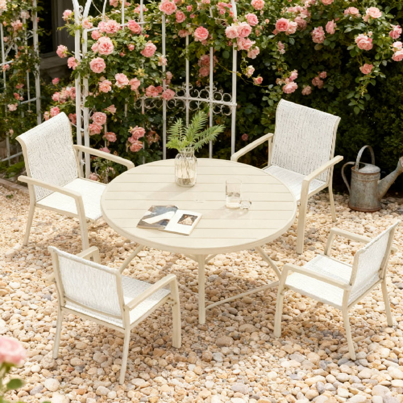 Ensemble de salle à manger de patio 5 pièces (table ronde de 40,6 po) pour les pique-niques et les repas décontractés dans le jardin