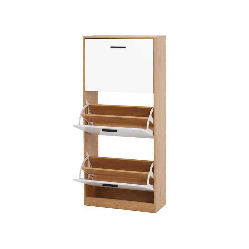 Armoire de rangement pour chaussures avec 3 tiroirs rabattables, Naturel