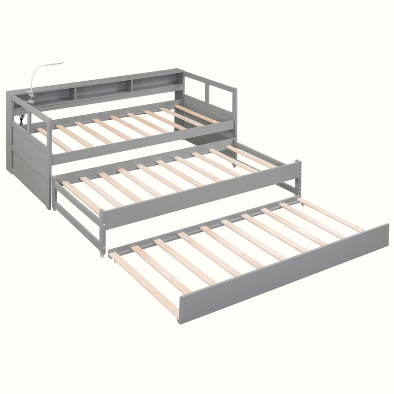 Lit plateforme simple avec rangement Gadi, gris