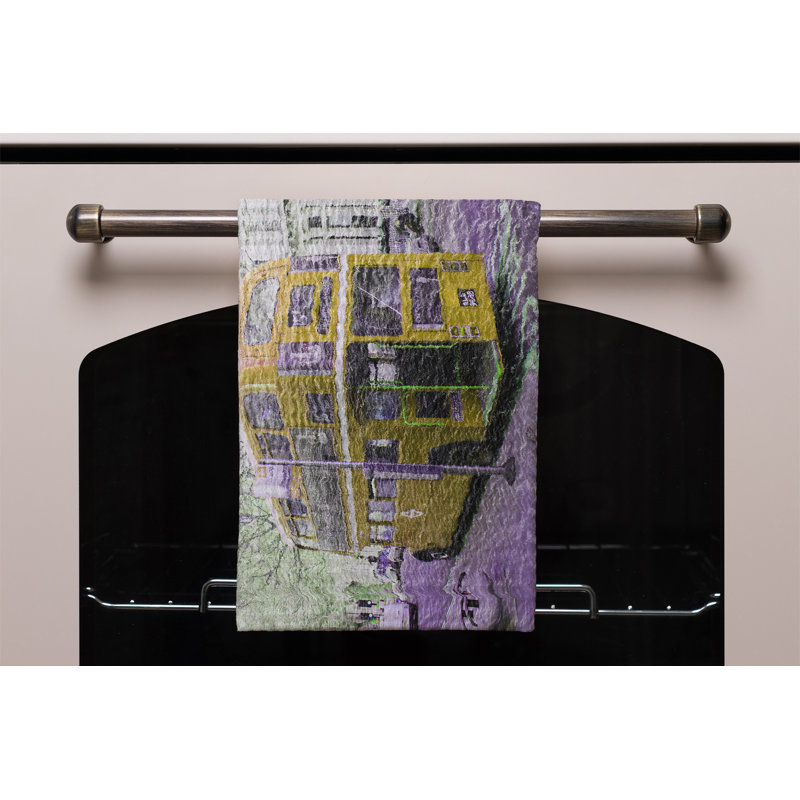 Cotton Tea Towel Kitchen Towel, Yellow/Purple