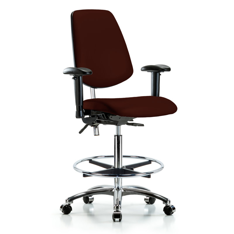 Chaise de dessinateur Makaila, Bourgogne, Roulettes, Non inclus