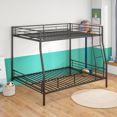 Heavy Duty Metal Bunk Bed Full Over Queen Bunk Bed Frame For Adults, Noise Free Frames, No Boxing Spring Needed (Bed) by 17 Stories