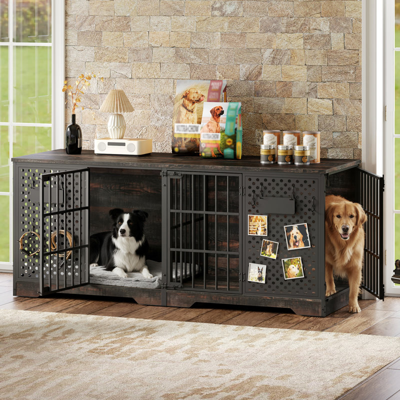 Grand meuble cage pour chien avec cloison