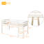 Lit mezzanine simple en pin massif blanc avec cabinet et bureau de rangement-1665353543