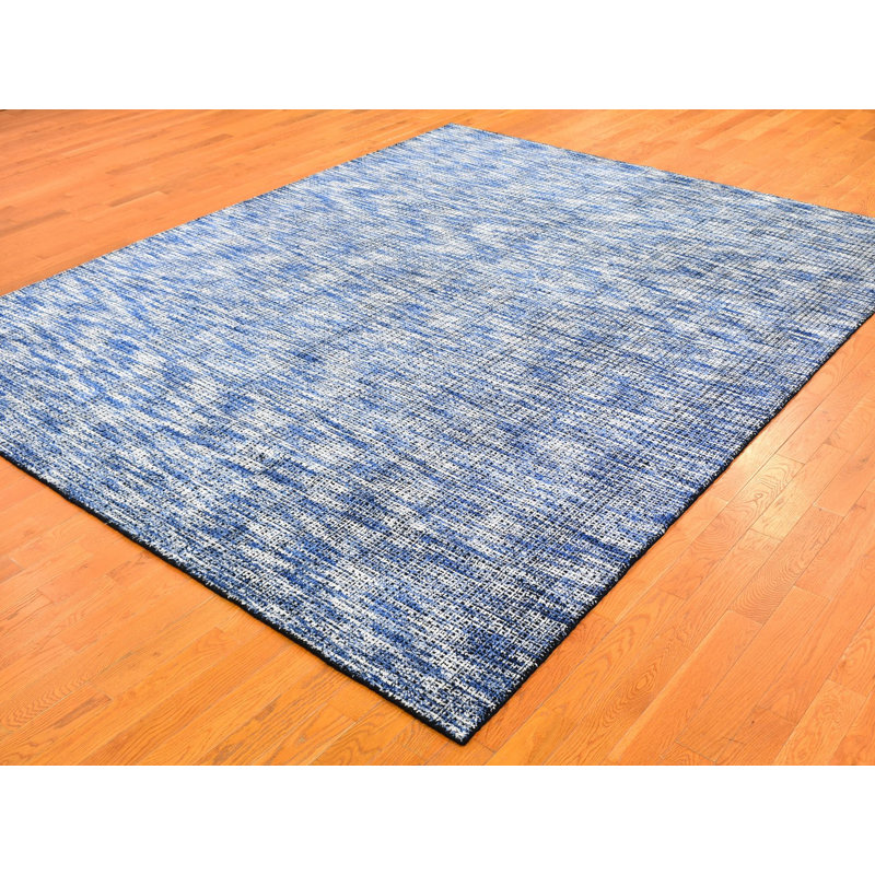 Tapis oriental bleu en laine tissé à la main 8 pi 2 po x 10 pi 0 po - MOA10259534