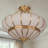 Lotus Pattern Semi Flush Mount Ceiling Light Brass Frame 4 Light Glass Close To Ceiling Lamp