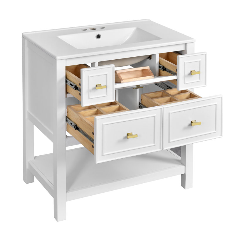 Meuble-lavabo 30 po avec lavabo en céramique, Blanc