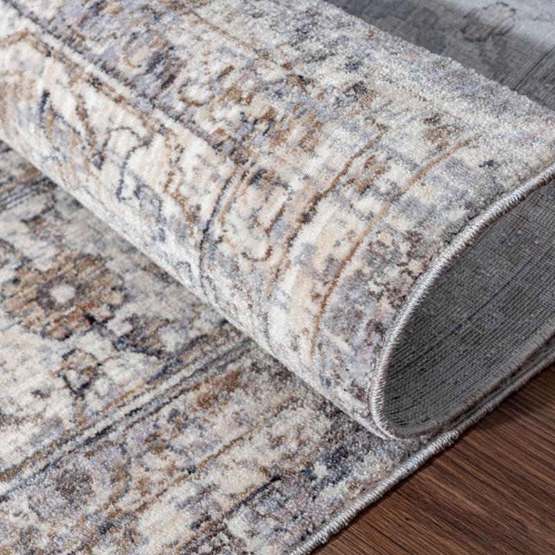 3 Oriental Area Rug in Gray, Rectangle 2' x 3'