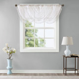 Diamond Sheer Embroidered Waterfall Valance White 38X46"