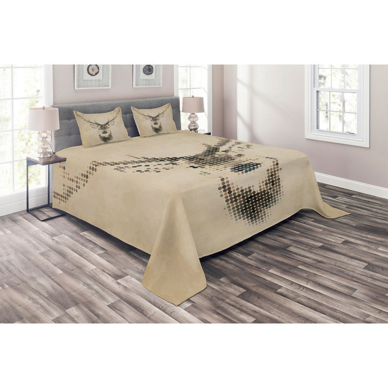 Rustic Polyester Coverlet, Queen Bedspread + 2 Shams