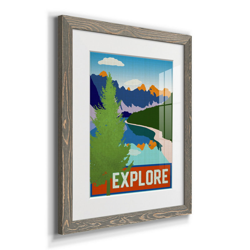 " Explore ", Gray Framed Paper, 37.5" H x 27.5" W x 1.5" D, White