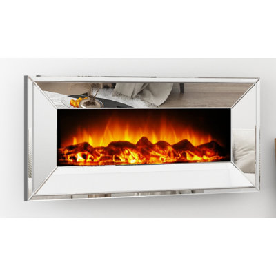 Riggleman Mirrored Wall Mounted Electric Fireplace with Remote Control -  Symple Stuff, 375F963778984A0CA0B06BC0AB559D4C