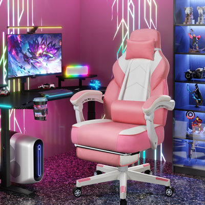 Gaming Chair with Footrest, Ergonomic Chair with Lumbar Support by Inbox Zero