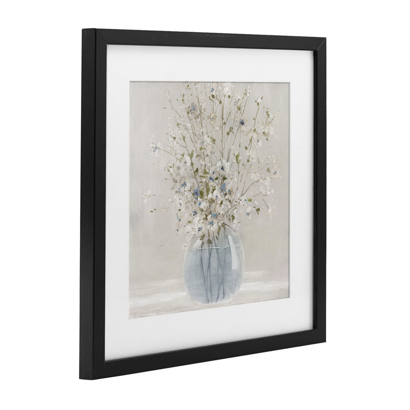 Serene Glass Vase, Cadre noir minuit sous verre, H 13 po x l 13 po