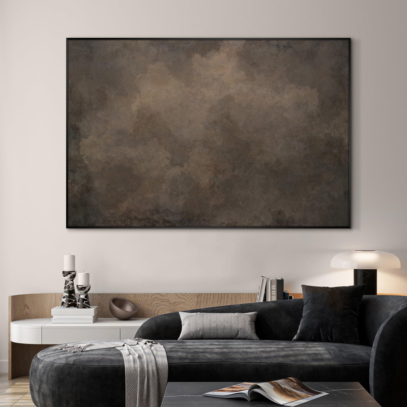 Extra Large Wall Art Fabric Print - Neutral Cloudy Abstract Illustration, Soft Atmospheric Design Artwork Decor for Living Room or Bedroom - "Frame Assembly Required (Unfinished Frame)"