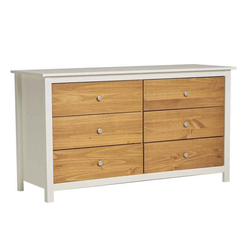Reynalda Solid Wood 130cm W 6 - Drawer Chest of Drawers, White