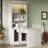 83.4"Tall Bookshelf with Writing Desk, Modern Bookcase with Study Desk, Workstation with Storage Shelf,Storage Bookcase with Open Shelves and LED Lighting for Living Room,Home Office,White