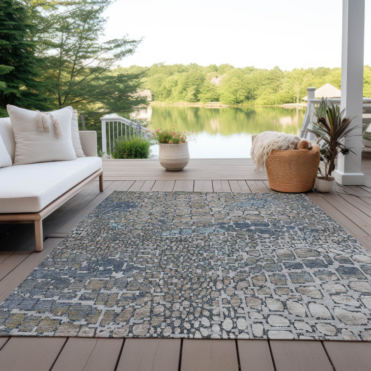 Machine Washable Indoor/Outdoor Chayden ACN988 Silver Rug