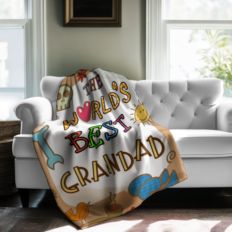 The World's Best Grandad - couverture en sherpa de qualité supérieure 1 pièce - Design d'art luxueux, L 50 po x L 60 po