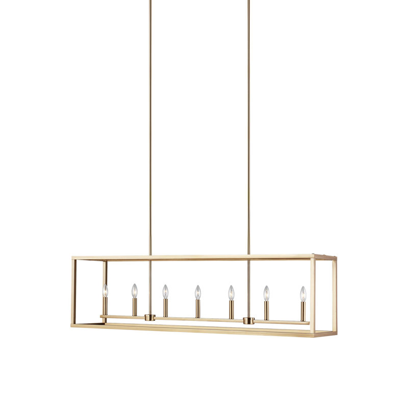 Moffet Street Long Seven Light Island Pendant from Generation Lighting , Satin Bronze, Not Energy Star, No