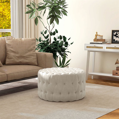 Repose-pieds 31,5 po, grand tabouret rembourré en velours avec capitonnage et siège rembourré