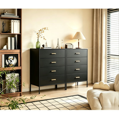 Metal 4-Drawer Cabinet, Multifunctional Dresser & Storage Locker(black)