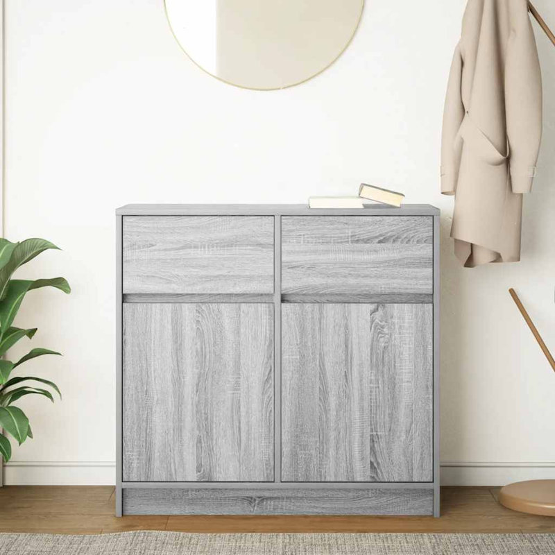 Sideboard With Drawer 80X34x76 Cm Engineered Wood, Grey Sonoma
