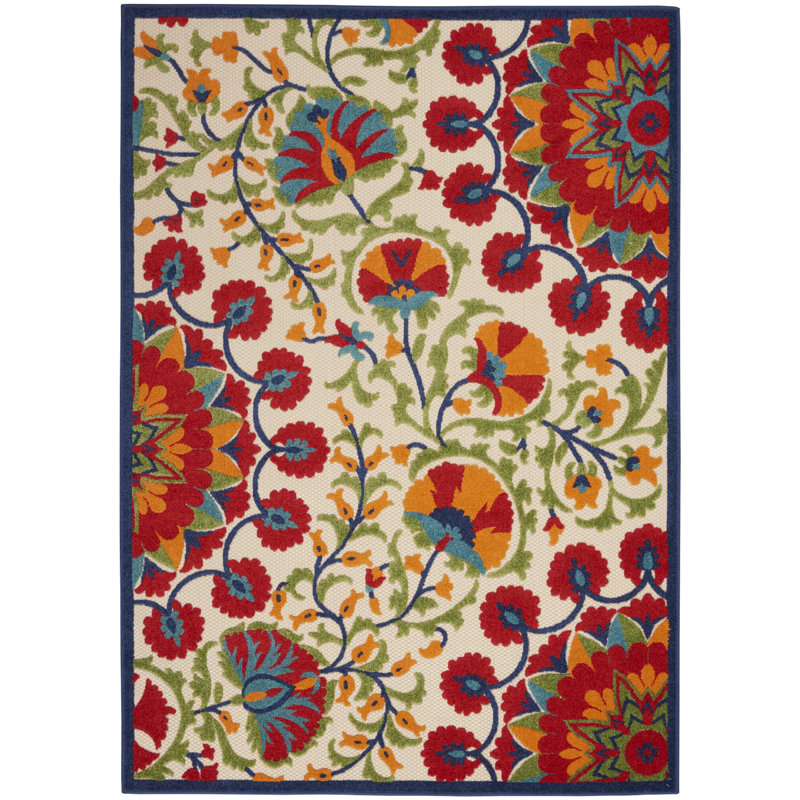 Lensing Floral Indoor / Outdoor Area Rug, Rectangle 81 x 122cm