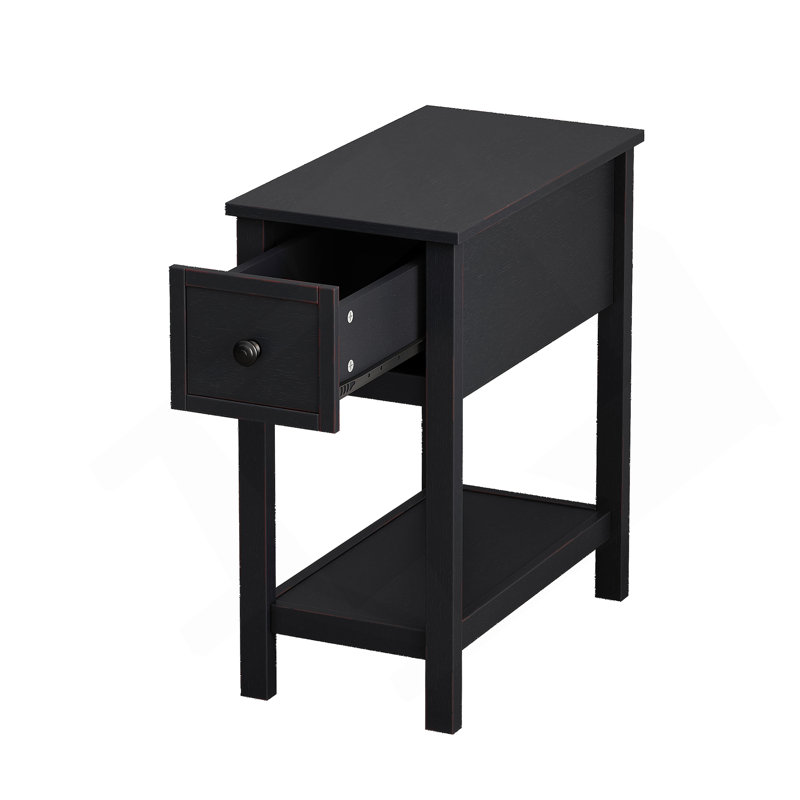 Nightstand With Open Shelf&Drawers