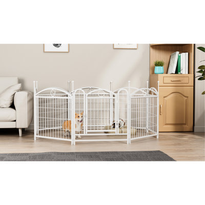 Foldable Dog Exercise Pen, 48.4"X48.4", Metal, For Indoor & Outdoor 8 Panels Play Area, 24 Inch, Corrosion Metal