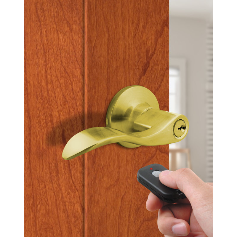 Keyless Entry Door Lever, Polished Brass