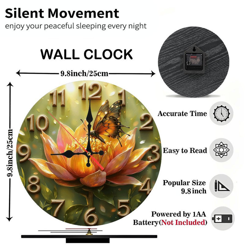 Horloge fleur papillon