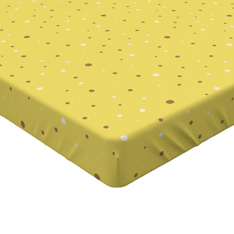 Microfiber Polka Dots Fitted Sheet, Twin XL Fitted Sheet, Yellow Polka Dots