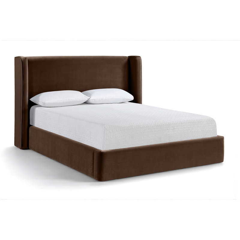 Kendall Wanaque Velvet Upholstered Bed, King, Brown Velvet