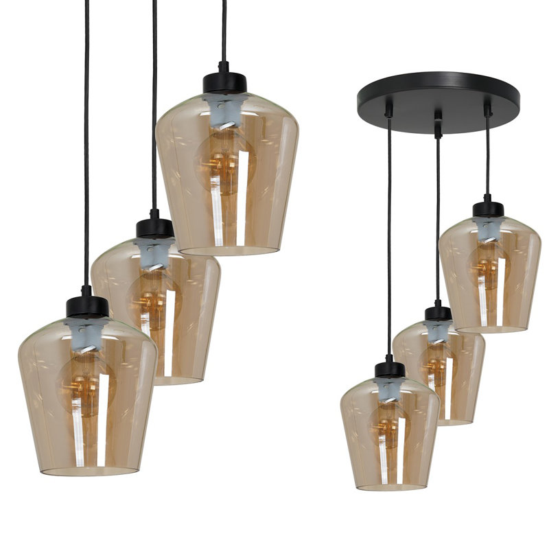 Clarendale 3 - Light Black Cluster Pendant, Amber