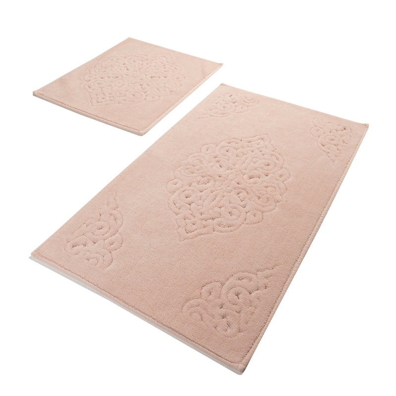 Ensemble de tapis de bain en coton de qualité supérieure (2 pièces) - antibactérien, antidérapant, 19,7 x 23,6 pouces et 23,6 x 39,4 pouces | 100% coton, 1,76 lb par mètre carré | Lavable à la machine, douceur luxueuse pour le confort et la sécurité de la salle de bain