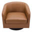 Fauteuil pivotant Frankie en similicuir brun avec base en bois massif-633850634